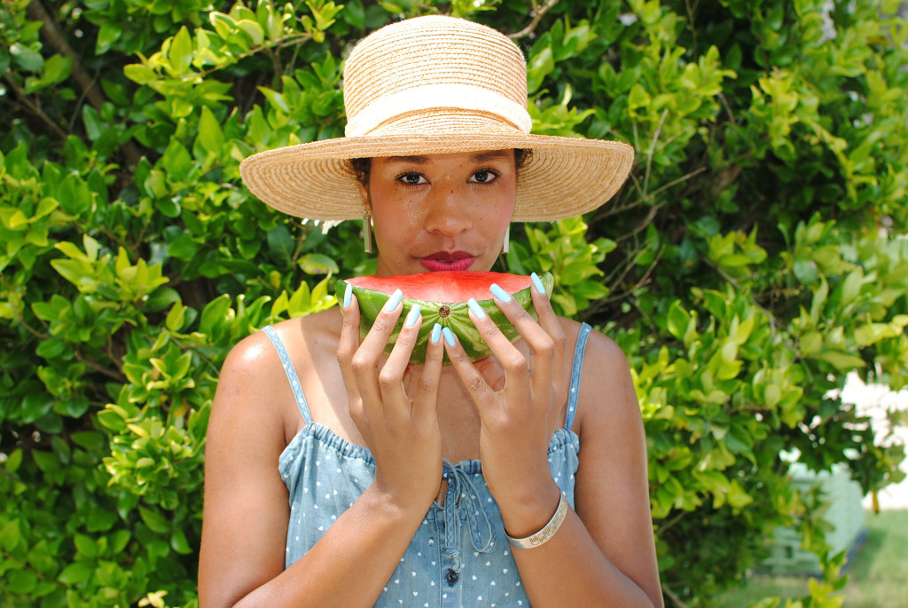 watermelon and straw hat