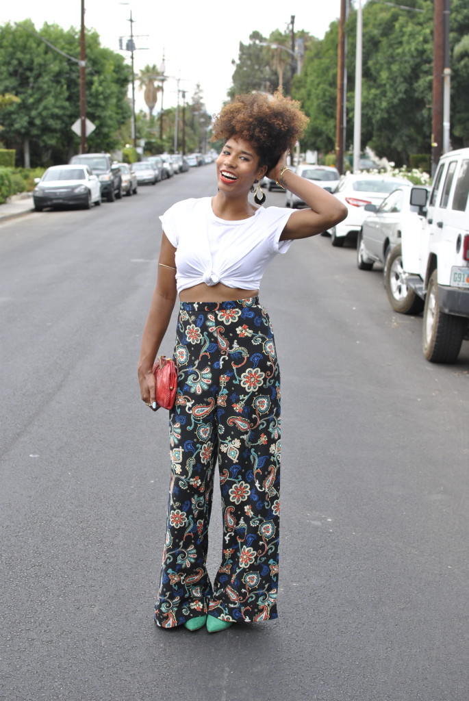 wide leg printed trousers