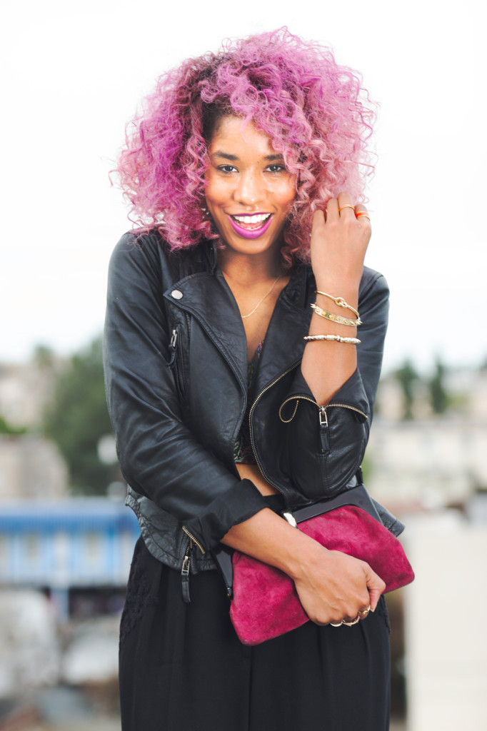 black girl pink hair