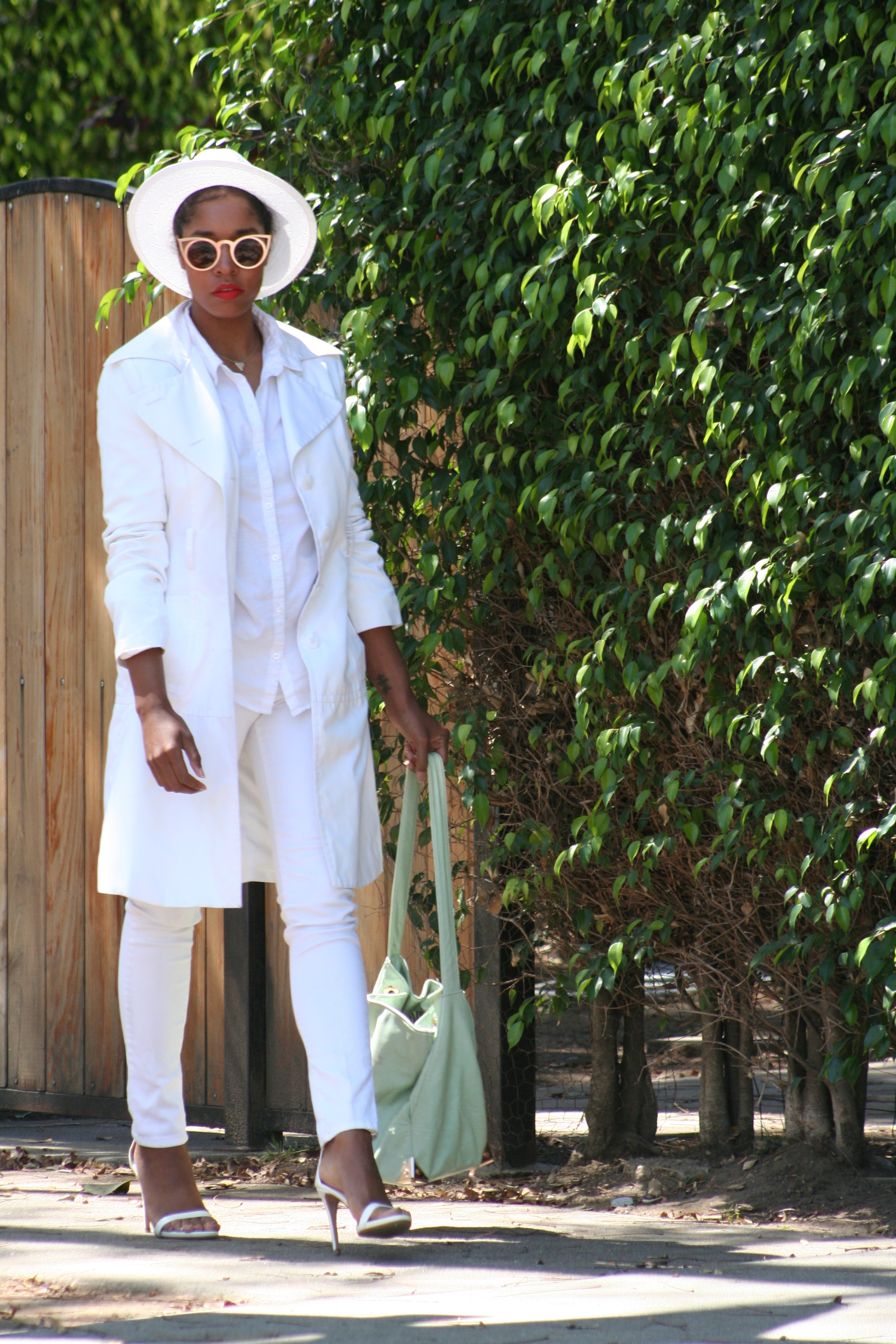 white trench coat outfit
