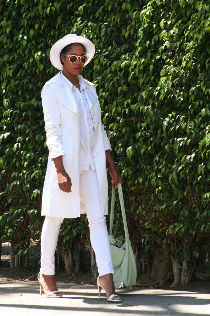 white trench coat outfit