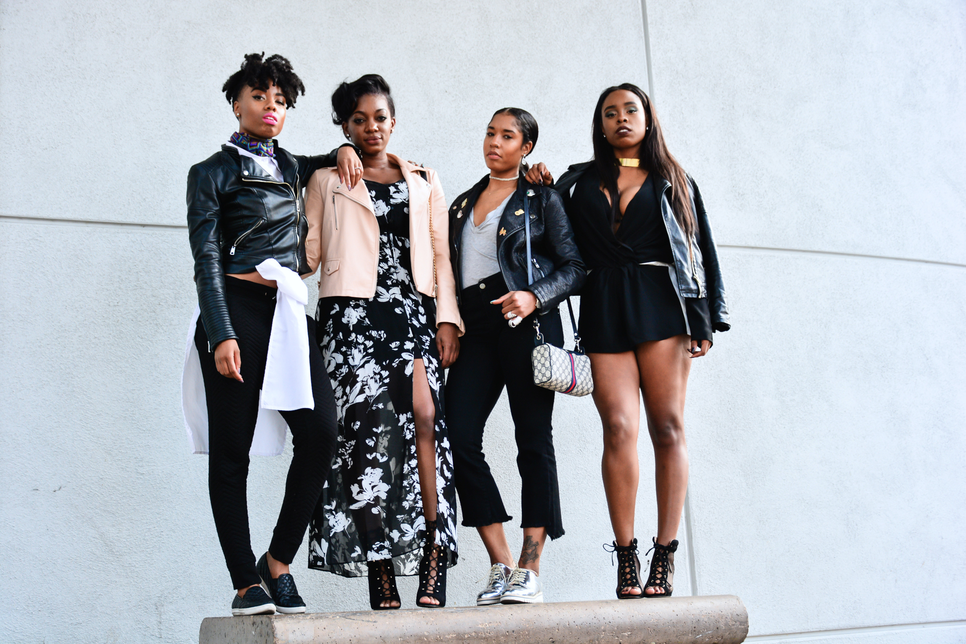 4 ways how to style a leather jacket different ways. black fashion bloggers in LA